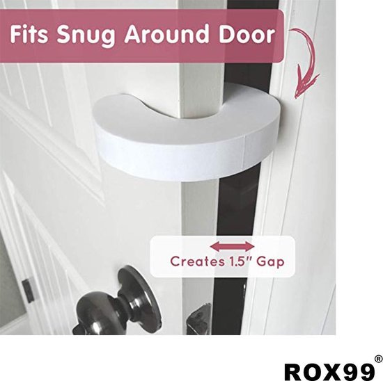 4-pack Deurstoppers - foam - extra dik en sterk - wit - deurklem - kinderbeveiliging - vingerbescherming - veiligheid kind - beschermer - vingers - deur - kozijn - kastdeur - deurstopper - ROX99