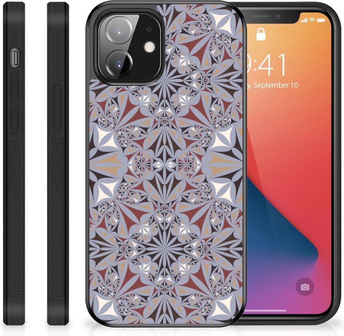 Back Cover voor iPhone 12 Mini Gripcase Flower Tiles
