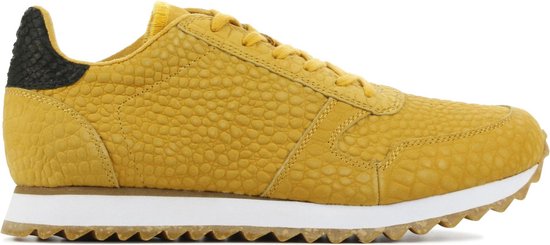 Woden Vrouwen Leren Slangenprint Lage sneakers / Damesschoenen Ydun Croco  II - Okergeel - Maat 39 | Bestel nu!
