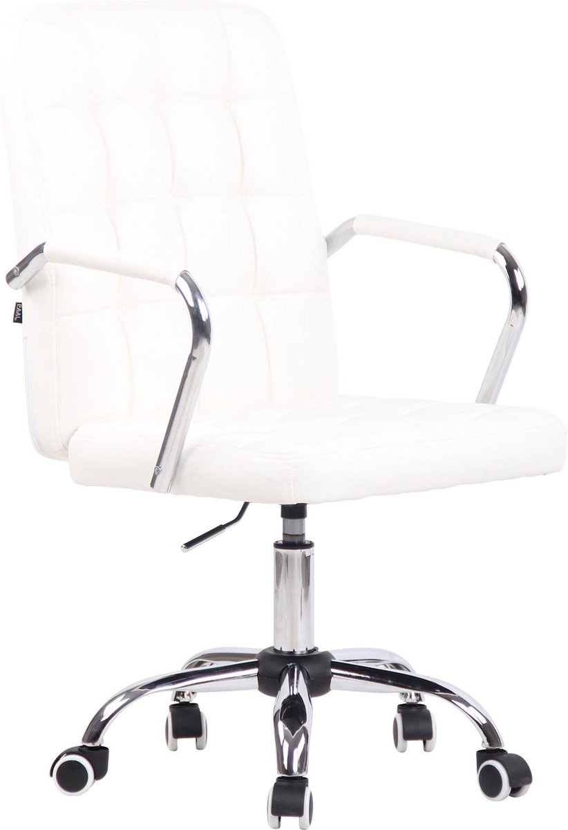 Bureaustoel - Bureaustoel voor volwassenen - Design - In hoogte verstelbaar - Kunstleer - Wit - 56x60x103 cm
