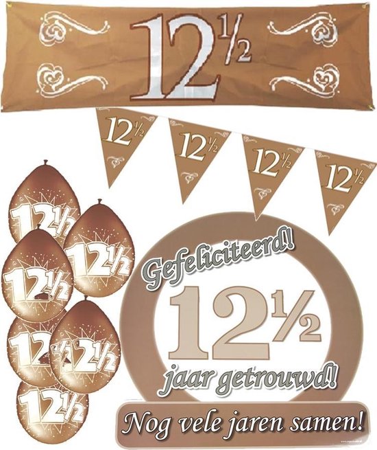 12,5 jaar getrouwd M Jubileum pakket feestversiering feestartikelen koperen...