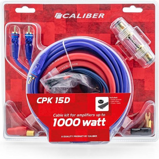 KIt de Câbles Audio pour Amplificateur de Voiture - Câble pour Subwoofer 1000 Watt - Jeu de 4 Câbles - 5 Mètres (CPK15D)