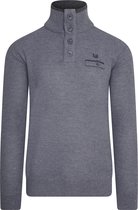 MZ72 - Heren Pullover - Troyerkraag - Fijn Gebreid - Borstzakje - Grijs