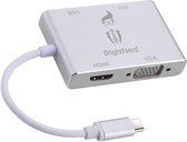 BrightNerd 4 in 1 Aluminium Hub - USB-C naar VGA + DVI + HDMI + USB 3.0 adapter - Voor o.a. Macbook / Surface / Laptop