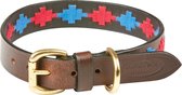 Weatherbeeta honden halsband met patroon beaufort-brown-pink-blue maat M