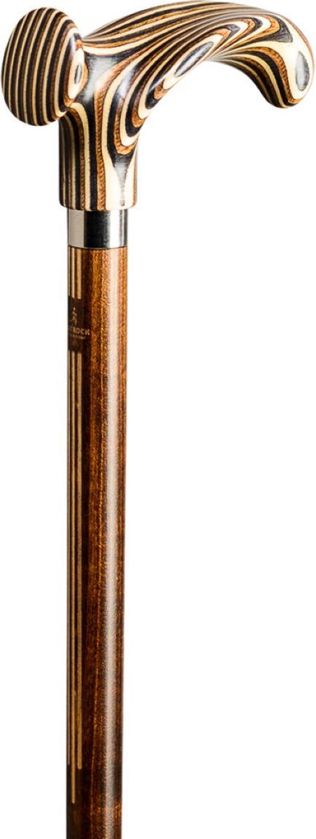 Wandelstok "RELAX LINEA " voor de LinkerhandHouten wandelstok - Bruin - Beukenhout - Gelamineerd Ergonomisch handvat - Rechtshandig - Lengte 94 cm - Wandelstokken - Voor heren en dames - Wandelstok hout - Anatomische wandelstok