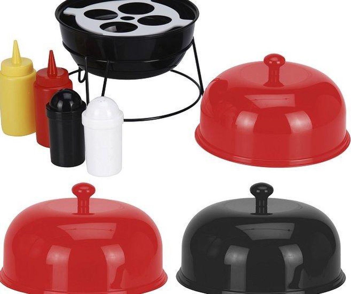 Barbecue serveer set voor sauzen en peper en zout