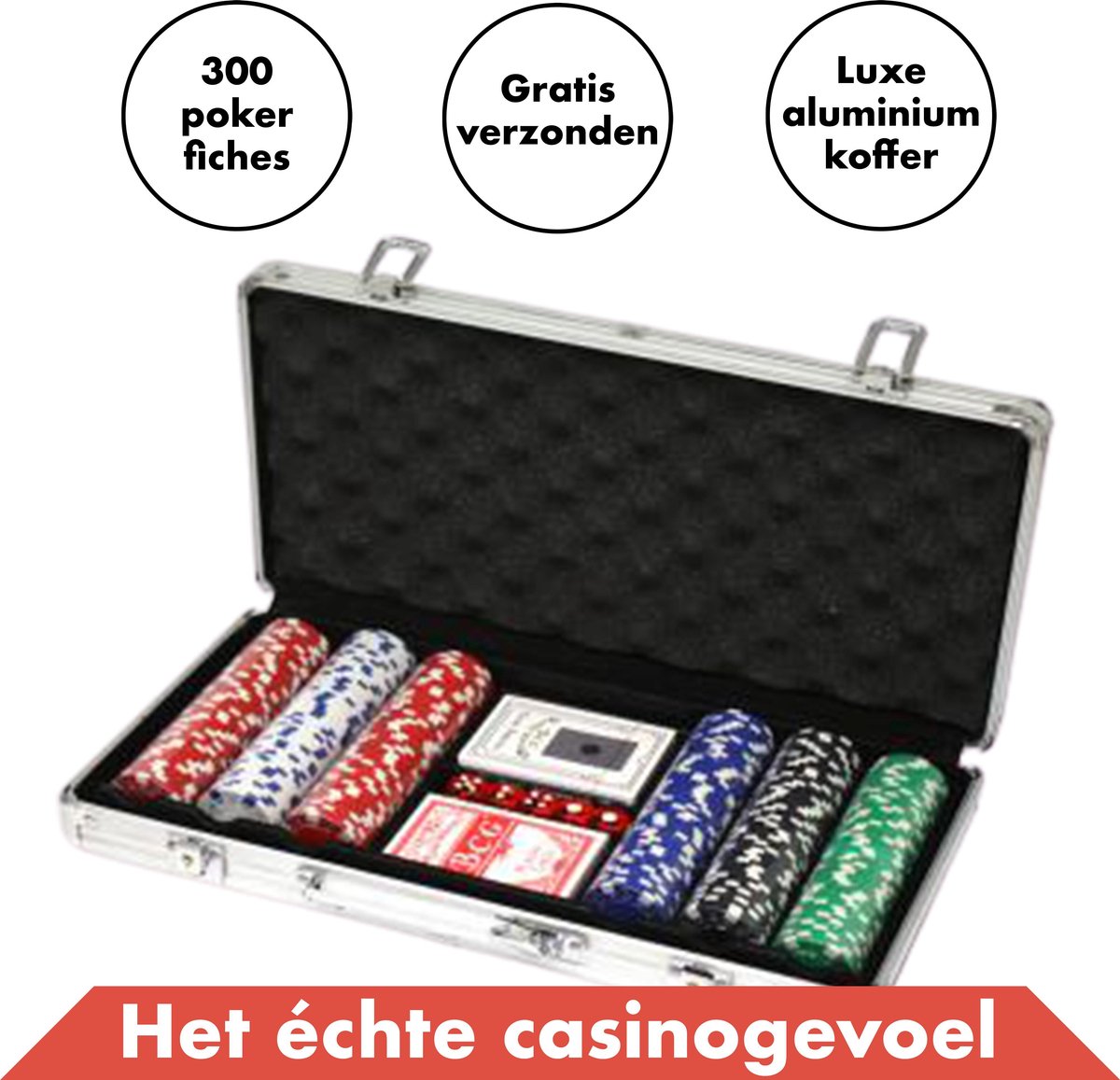 Pokerset 300 Pokerfiches Deluxe Luxe Aluminium Koffer 5