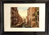Oud Stadsgezicht Amsterdam - Foto Print Wanddecoratie Lijst - 30x20 cm