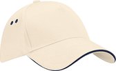 Beechfield Unisex Ultimate 5 Panel Contrast Baseball Cap met Sandwich Peak / Hoofddeksel (Pakket van 2) (Stopverf/Franse marine)