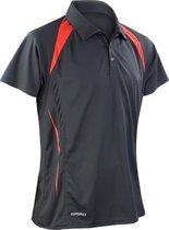 Spiro Heren Sport Team Spirit Performance Polo Shirt (Zwart/Rood)