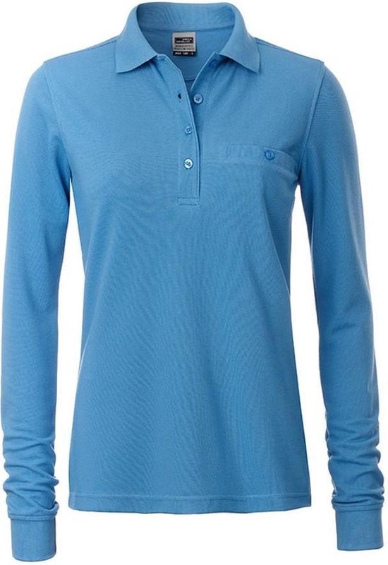 James and Nicholson Dames/dames Werkkleding Lange Mouwen Zak Polo (Aqua Blauw)