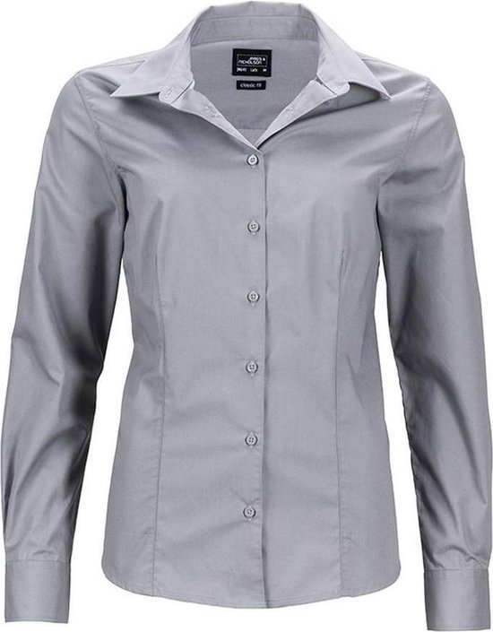 James and Nicholson Dames/dames Longsleeve Business Shirt (Staalgrijs)