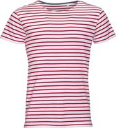 SOLS Heren Miles Gestreept T-Shirt met korte mouwen (Wit/rood)