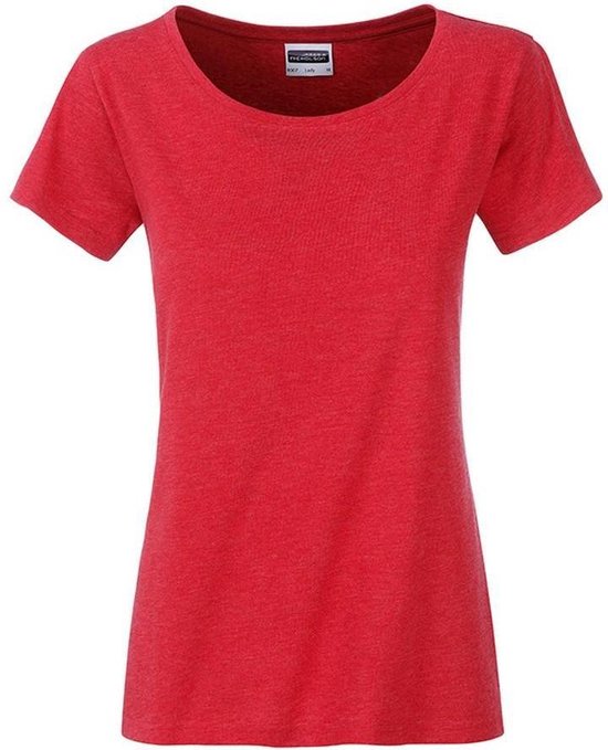 James and Nicholson Dames/dames Basic Organic Katoenen T-Shirt (Karmijnrood Melange)