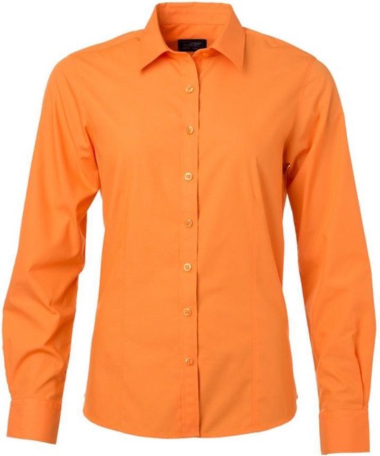 Chemise en popeline à manches longues pour femmes / femmes James and Nicholson (Oranje)