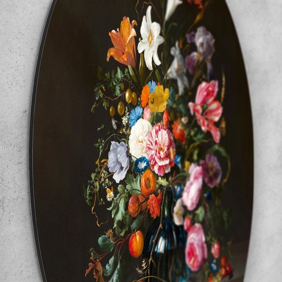 Vase rond mural avec fleurs - Jan Davidsz de Heem - 100x100 cm - Cercle mural - Dibond - Aluminium
