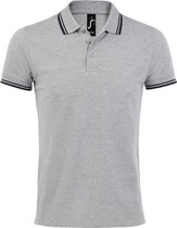 SOLS Heren Pasadena getipt korte mouw Pique Polo Shirt (Heide Grijs/Navy)