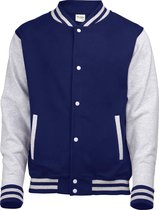 Awdis Kinder unisexe Varsity Jacket / Schoolwear (Marine Oxford / Heather Grey)