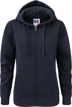 Russell Dames Premium Authentieke Hoodie met rits (3-laagse stof) (Franse marine)