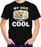 Akita inu honden t-shirt my dog is serious cool zwart - kinderen - Akita inu liefhebber cadeau shirt XS (110-116)