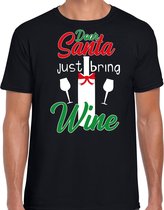 Dear Santa just bring wine drank Kerstshirt / Kerst t-shirt zwart voor heren - Kerstkleding / Christmas outfit S