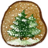 Handbeschilderde boomschijf | Kerstdecoratie | Kerstbomen | Illu-Straver