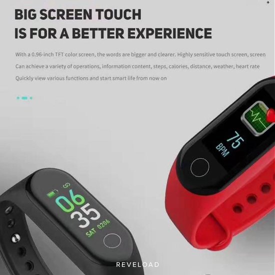 Harmonisch afwijzing eeuw Smartwatch - Fitbit - Hartslagmeter Horloge - Stappenteller - Smart  Bracelet - M4 - Zwart | bol.com