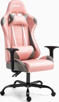 Aminiture - E-Sports - Game stoel - Ergonomisch - Bureaustoel - Verstelbaar - Racing - Gaming Chair - Grijs / Roze