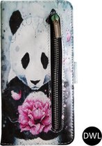 Hoesje iPhone XS Max-Book case cover voor iPhone XS Max met rits em print-Panda hoesje voor iPhone XS Max-Siliconen binnenkant-Hoesje met leuk printje- iPhone XS Max-Flip book case