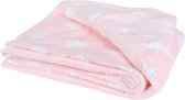 Roos Babydeken / Kinderdeken fleece met witte sterren - fleece deken - 130x160cm - warm - gezellig - bed