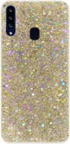 ADEL Premium Siliconen Back Cover Softcase Hoesje Geschikt voor Samsung Galaxy A20s - Bling Bling Glitter Goud