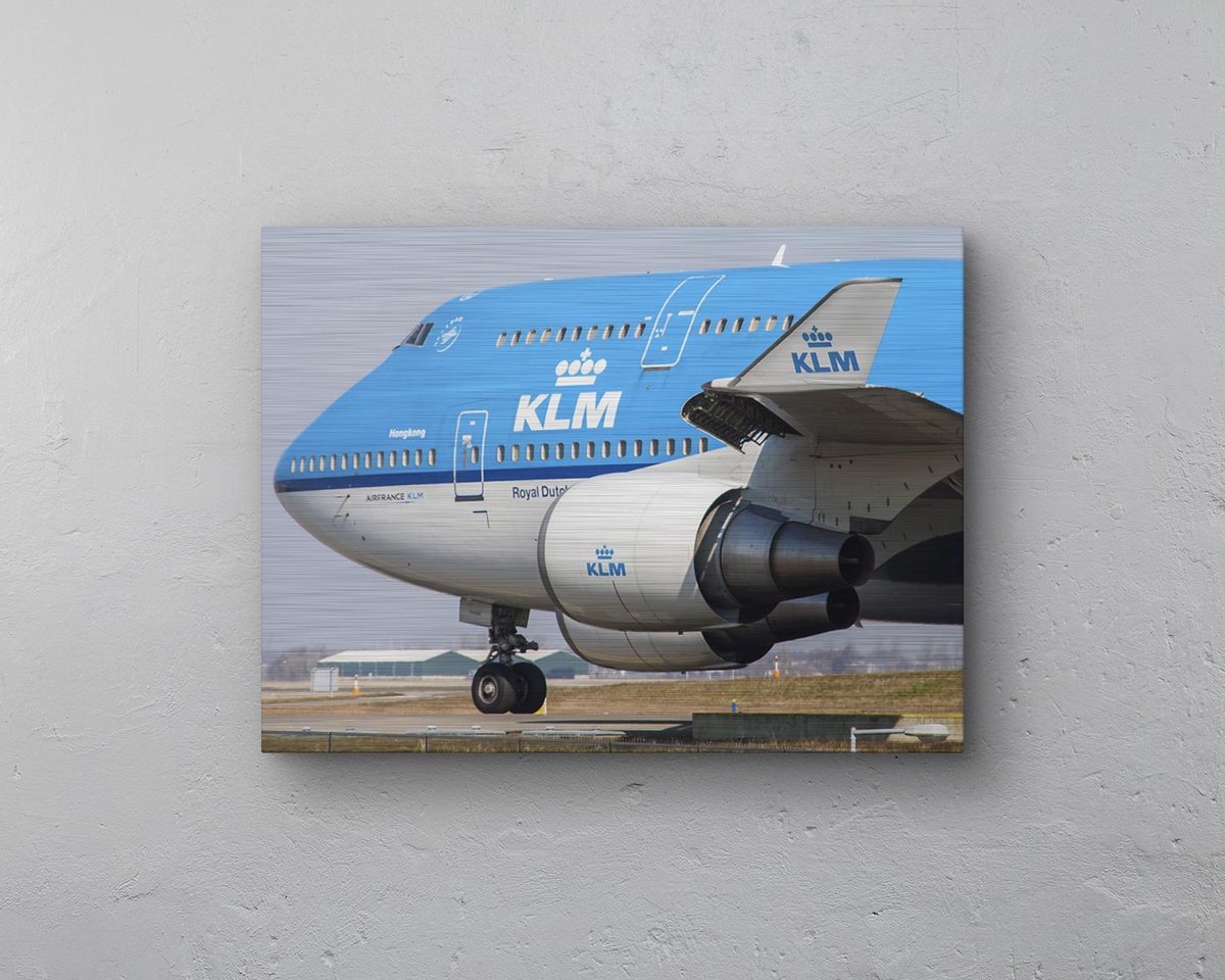 - Schilderij - Klm Boeing Taxiënd Inclusief Ophangplaatjes Luchtvaart Muurdecoratie - Multicolor - 40 X 30 Cm