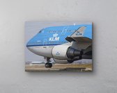 KLM Boeing 747-400 Roulage Impression sur aluminium - 40cm x 30cm - avec plaques de suspension - Décoration murale aviation