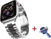 Luxe Metalen Armband Geschikt Voor Apple Watch Series 1/2/3/4/5/6/SE 42/44 mm Horloge Bandje - iWatch Schakel Polsband Strap RVS - Met Horlogeband Inkortset - Stainless Steel Watch