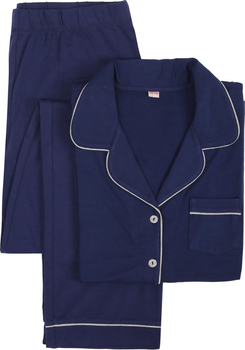 La-V pyjama sets voor Meisjes  met klassieke kraag  Donkerblauw 116-122