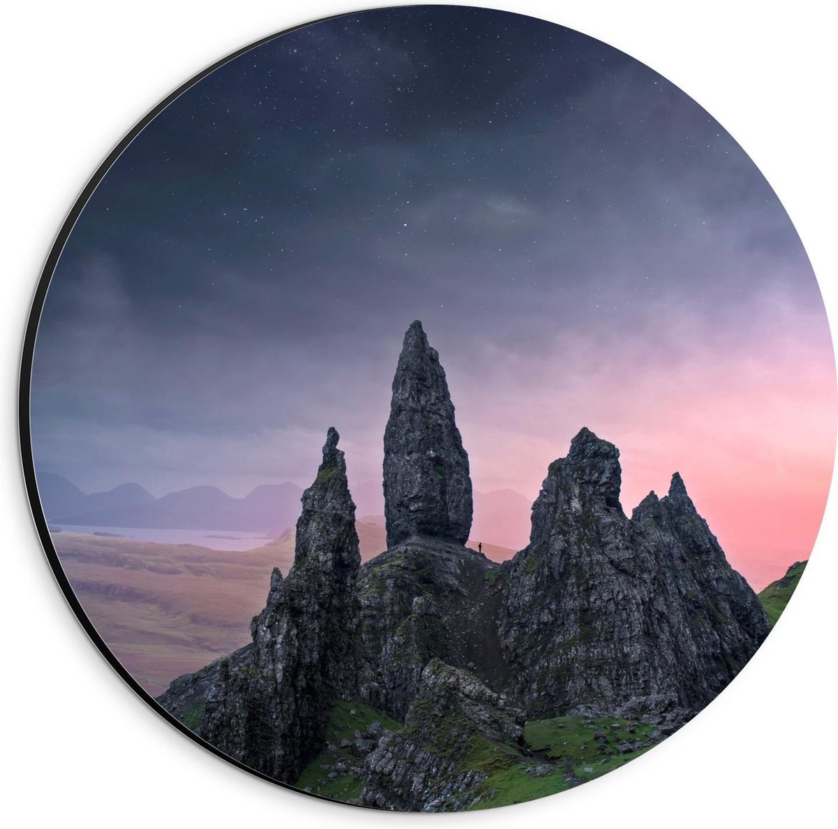 Dibond Wandcirkel - Rotsachtige Bergen - 20x20cm Foto op Aluminium Wandcirkel (met ophangsysteem)