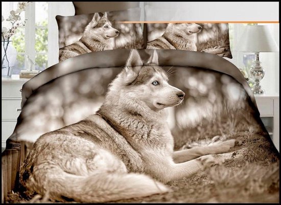 Ideaal Versterker gemiddelde Bruin wolf Dekbedovertrek set 160x200 katoen satijn 3 delig | bol.com