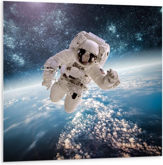 Forex - Astronaut in de Ruimte - 100x100cm Foto op Forex