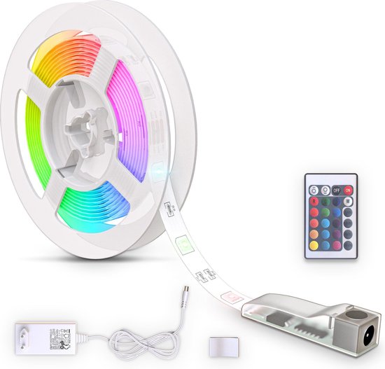 B.K.Licht - Bande LED 3m - revêtement silicone - éclairage néon - télécommande RVB - autocollant - changement de couleur - bande LED - éclairage décoratif - blanc