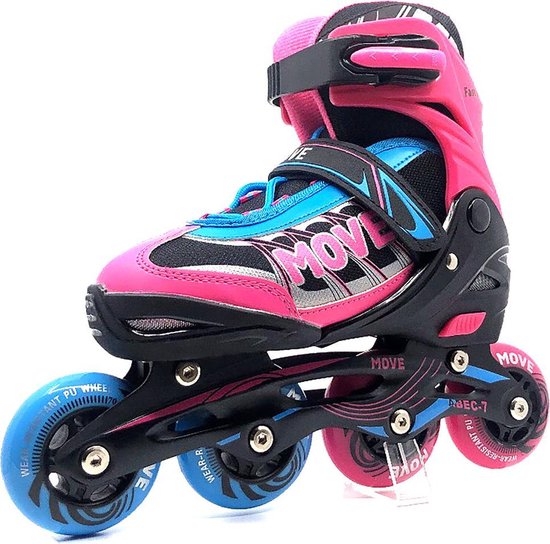 MOVE Fast girl - skates voor kind - Roze - Maat 34-37 - Verstelbaar - Cadeau -... bol.com
