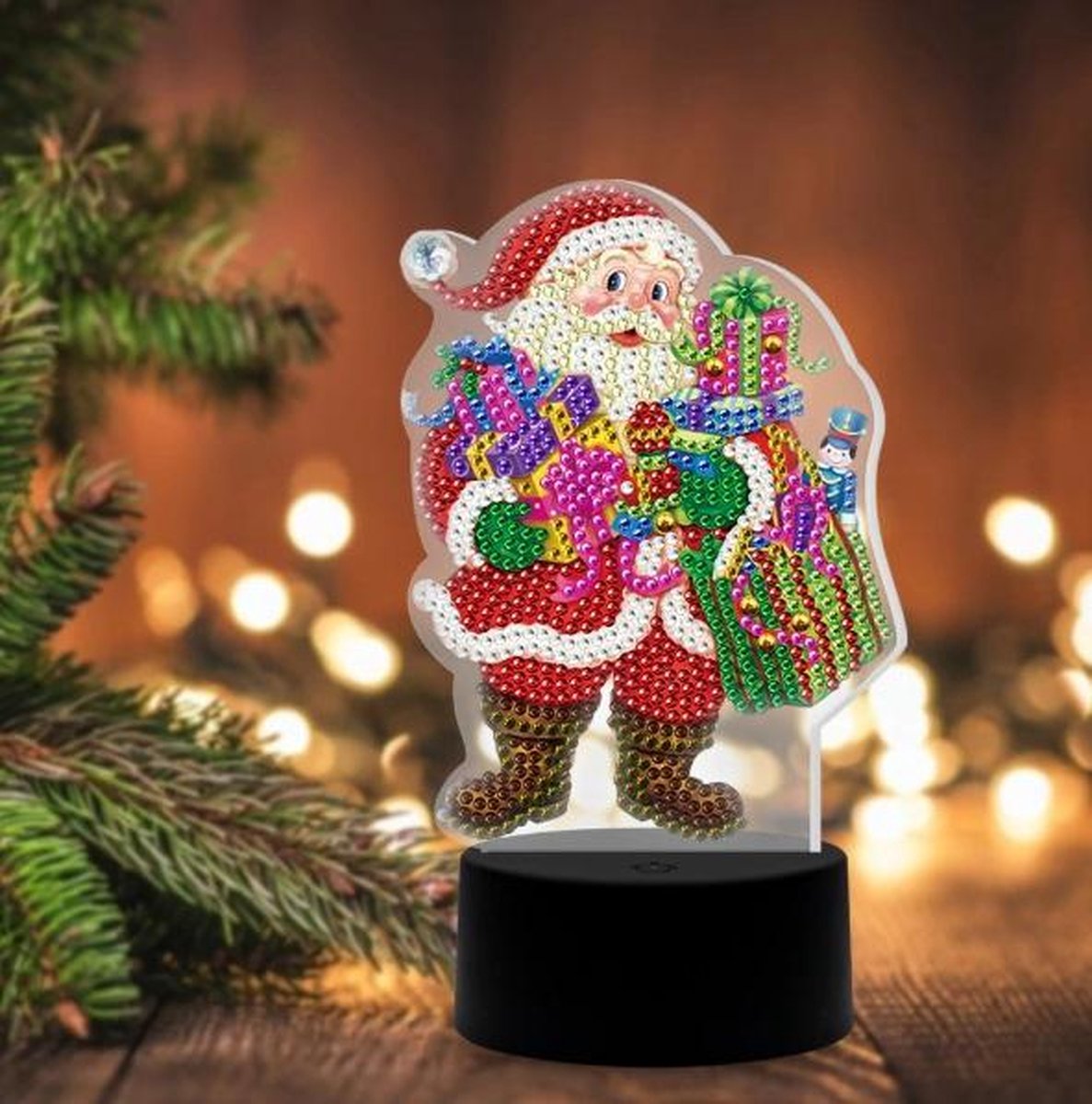 Helm weduwe Schatting Diamond painting Kerstman LED Lamp 7 kleuren - Kerst | bol.com