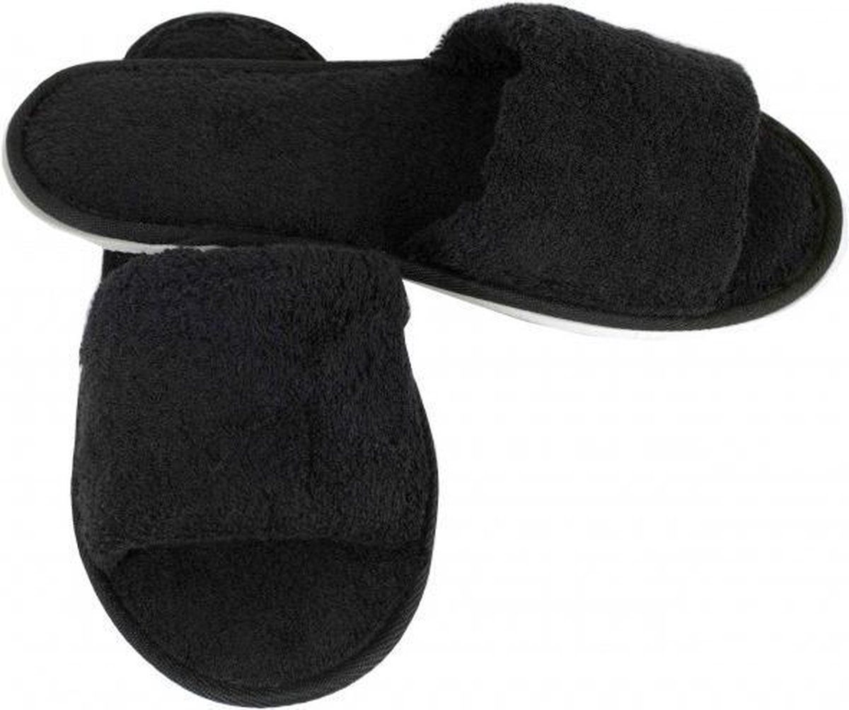 Open Sauna Slippers Zwart39-40 - badslippers - badstof slippers met anti  slipzool | bol.com