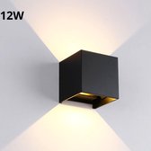 Lamp Wandlamp Buitenverlichting - 12W LED Wandlamp voor Binnen en Buiten - IP65 - Zwart - Tensfact®