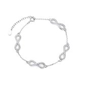 Joy|S - Zilveren Infinity armband - zirkonia - gehodineerd