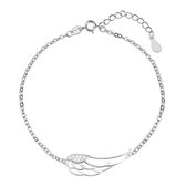 Joy|S - Zilveren engelen vleugel armband - zirkonia - gehodineerd