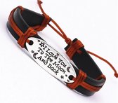 Relatie armband - heren - gift - hanger I love you - zwart - bruin