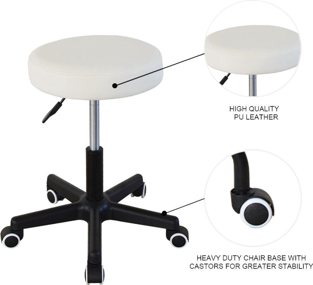 Bureaukruk - kantoorkruk - werkkruk - tabouret - hoogte - afbeelding 2