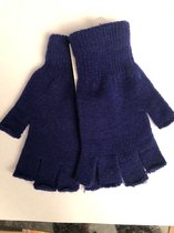 Vingerloze verkleed handschoenen voor volwassenen - donker blauw - Unisex - Gebreid - L - '80s / jaren 80 -Voor dames en heren