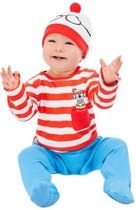 Smiffy's - Where's Wally Kostuum - Waar Is De Baby Kind Kostuum - Rood / Wit / Blauw - 6 - 9 Maanden - Carnavalskleding - Verkleedkleding